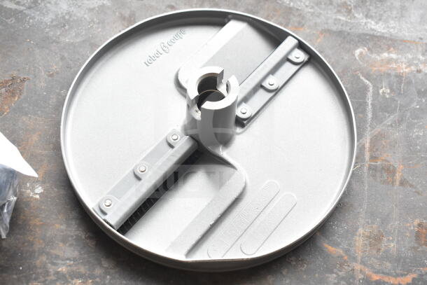 Robot Coupe blade, brand new, features durable construction and precise cutting edge. Labeled with size markings.