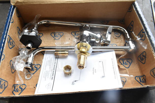 BRAND NEW T&S B-0591 24" deck mounted pot filler faucet, chrome finish, slight scratches, includes installation guide.