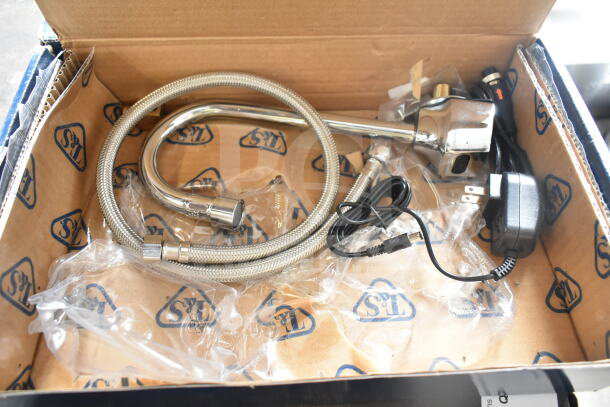 BRAND NEW T&S EC-3101 wall-mounted sensor faucet with 4 1/8" gooseneck spout, 2.2 GPM aerator. Scratch and dent condition.