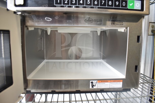 Brand new Solwave HDC12A2 stainless steel commercial microwave, push-button controls, 120V, scratch and dent condition.