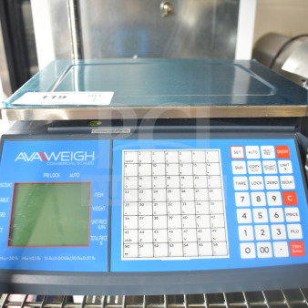 Brand new AvaWeigh 334PCSP30 digital WiFi price computing scale with thermal label printer, 30 lb capacity, minor dents.