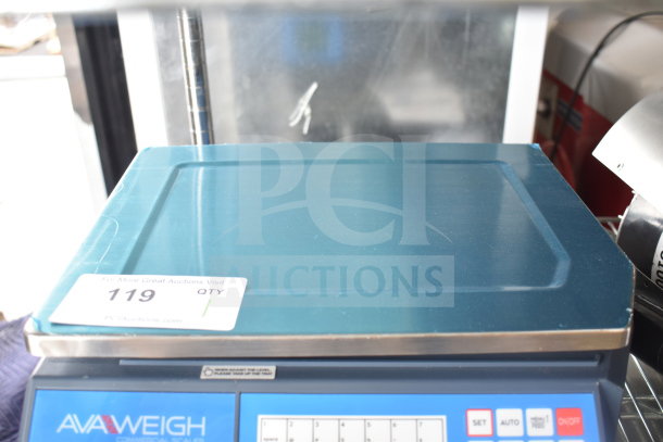 BRAND NEW AvaWeigh 334PCSP30 30 lb. Digital WiFi Price Computing Scale with Thermal Label Printer, tags visible.