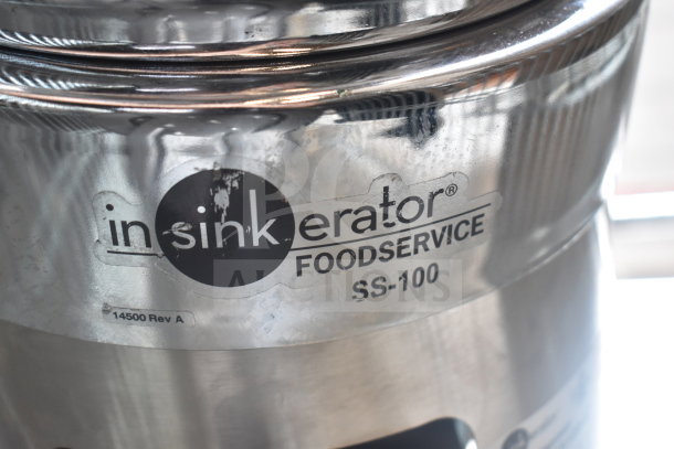 BRAND NEW InSinkErator SS-100-47 Commercial Garbage Disposer, 3 phase, 208/230/460V, scratch and dent model, label visible.