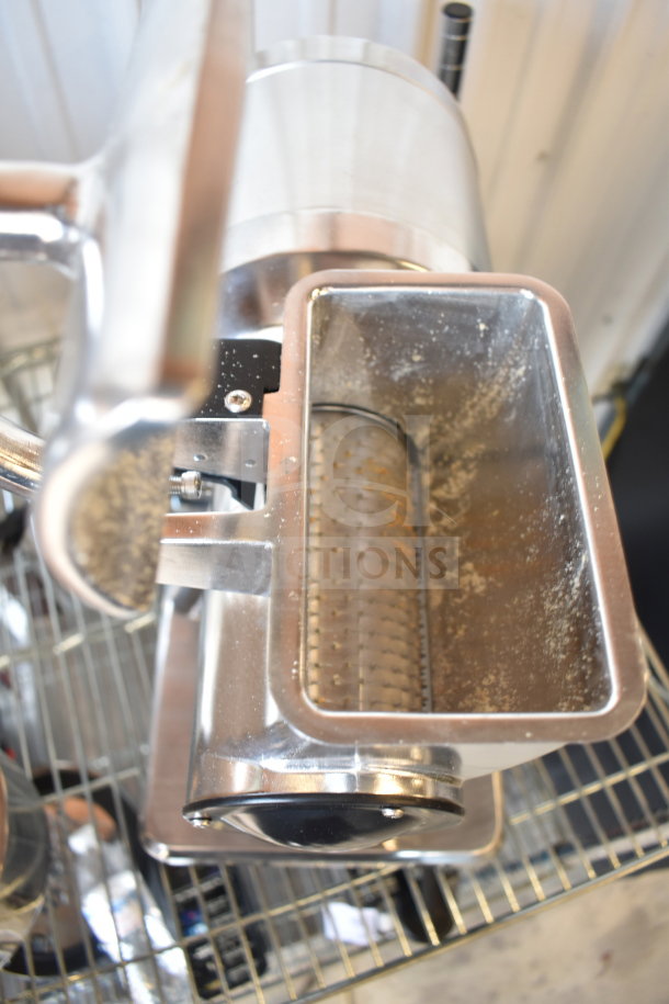 BRAND NEW Estella 348CG34 electric hard cheese grater, 1.4 lb. per minute, 120V, stainless steel, minor scratches.