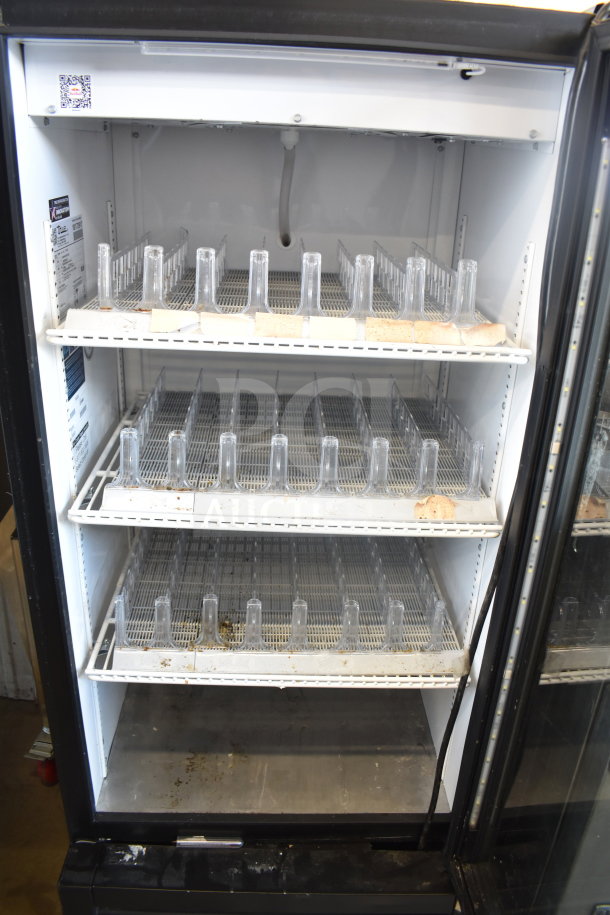 2021 True GDM-10-HC Commercial Cooler Merchandiser, single door, white interior, shelving intact, 115V, 1 phase.
