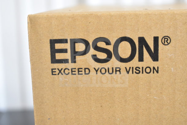 Epson TM-m30III Receipt Printer in original box, new condition, branded packaging with "Exceed Your Vision" slogan.