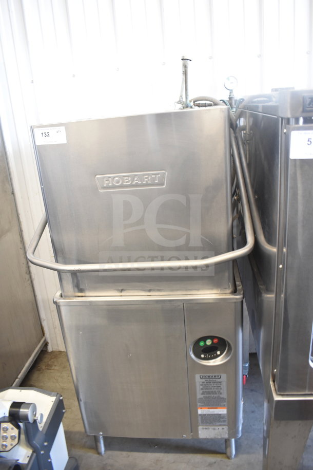 Hobart AM15 commercial corner pass through dishwasher, stainless steel, 208-240V, 3 phase, excellent condition.