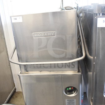 Hobart AM15 commercial corner pass through dishwasher, stainless steel, 208-240V, 3 phase, excellent condition.