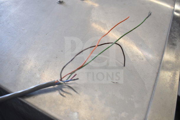 Hobart AM15 corner pass-through dishwasher wires visible, indicating electrical connections for installation. 208-240V, 3 Phase.