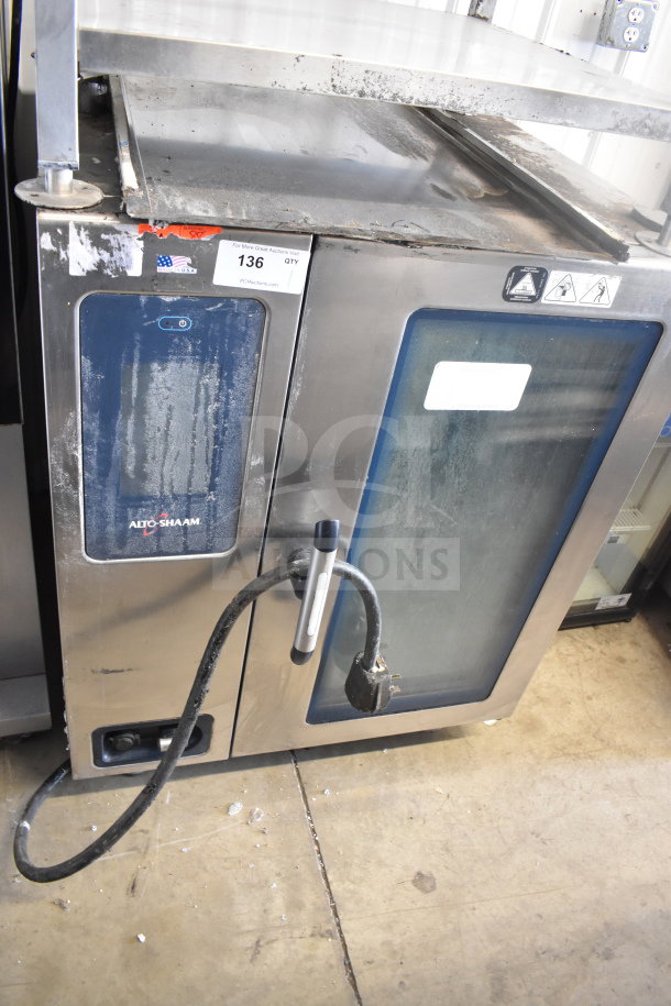 Alto Shaam CTP10-10EVH stainless steel combi convection oven, 208/240V, 3 phase, with equipment stand, used condition.