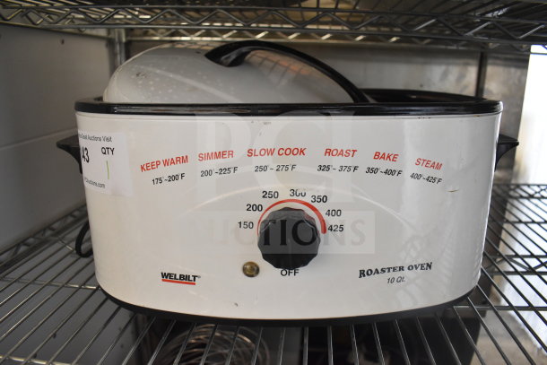 Welbilt RS10M 10 Quart Roaster Oven, 120 Volts, 1 Phase. Features temperature control, labeled functions.