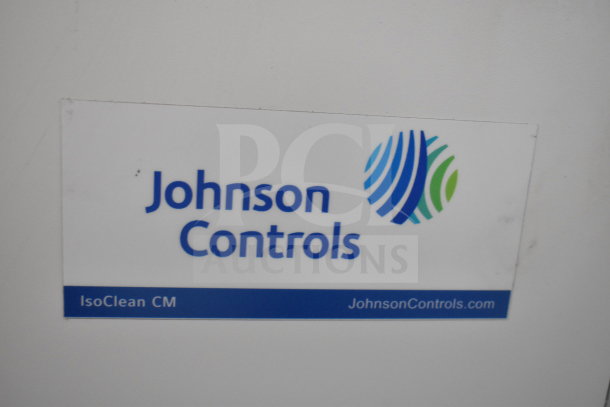 Johnson Controls Isoclean CM Commercial Air Filter, 120V, 1 Phase, label visible, featuring logo and model name.