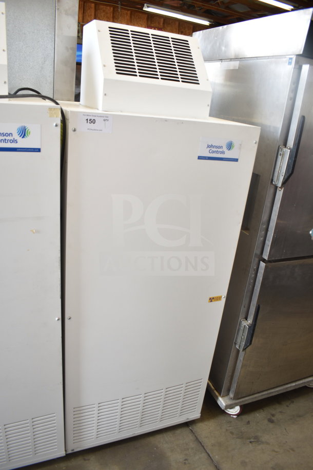 Johnson Controls Isoclean CM air filter, 120V, 1 phase, commercial use. Features visible brand label and serial plate.