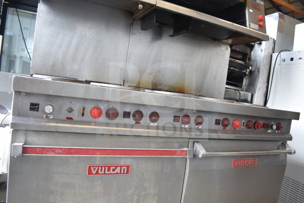 Vulcan ESB60 commercial electric 10 burner hot plate range with 2 ovens, shelf, back splash, 208V, 3 phase, model ESB60.