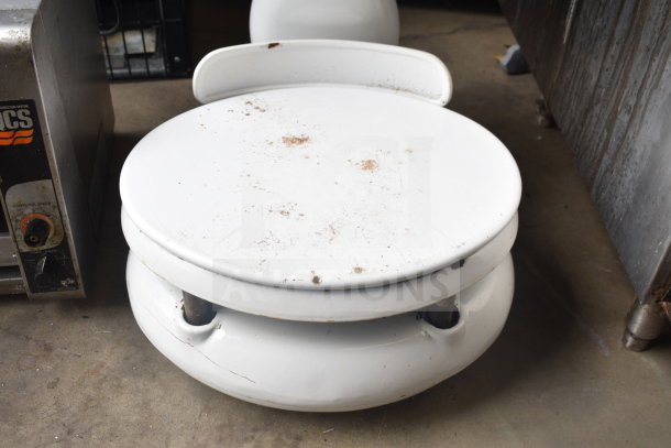 Stimpson Scale, vintage round design, worn white surface, visible rust spots, metal construction, used condition.