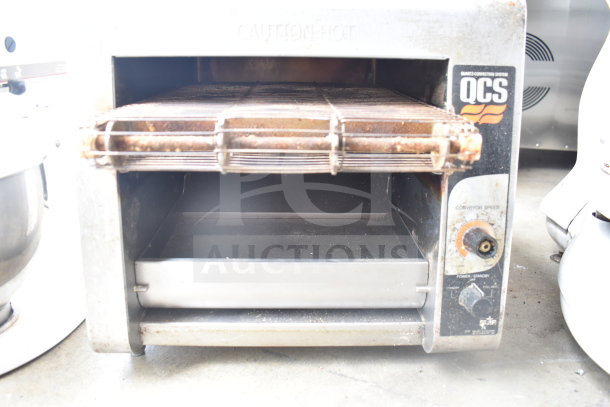 Star Holman QCS-1-350 countertop conveyor toaster oven, 120V, used. Features include adjustable conveyor speed and power settings.