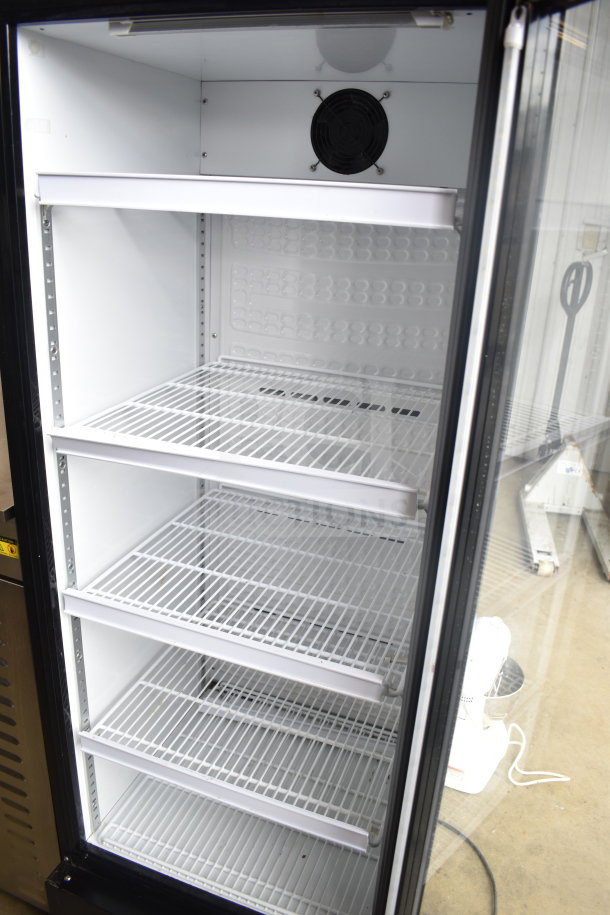 SG Merchandising SD-12 Single Door Cooler, 110V, commercial use, clean interior, adjustable shelves.
