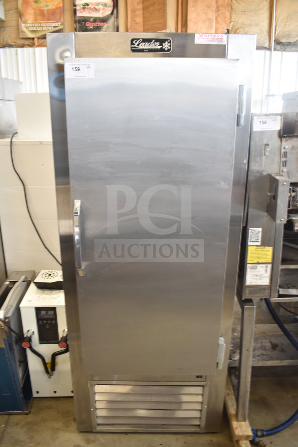 Leader FR30 S/C commercial single door reach-in cooler, 115 volts, 1 phase, stainless steel, in good condition.