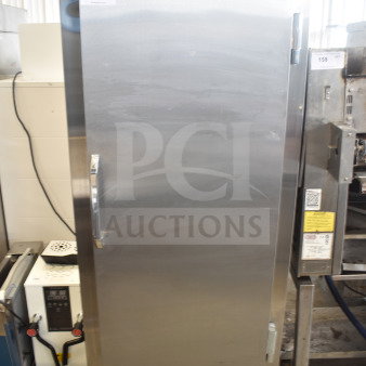 Leader FR30 S/C commercial single door reach-in cooler, 115 volts, 1 phase, stainless steel, in good condition.