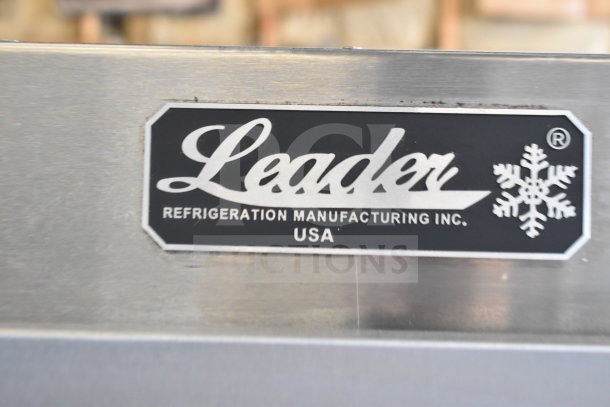 Leader FR30 S/C Commercial Single Door Reach In Cooler label, indicating brand and model.