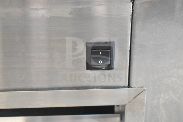 Leader FR30 S/C Commercial Cooler, stainless steel, single door, power switch visible, 115 Volts, 1 Phase.
