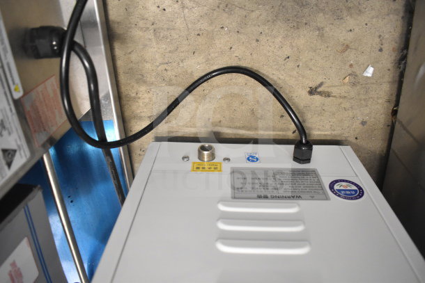 Commercial Steam Milk Frother, Dual Head Edition, 110V, 1 Phase. Features visible labels and power cord.