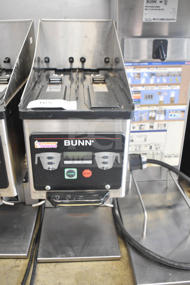 Bunn MHG Commercial Coffee Bean Grinder, no hoppers, 120V, 1 phase, with front controls, used condition.