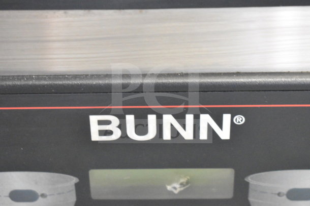 Bunn MHG commercial coffee grinder, no hoppers, 120 volts, 1 phase, logo visible, used condition.