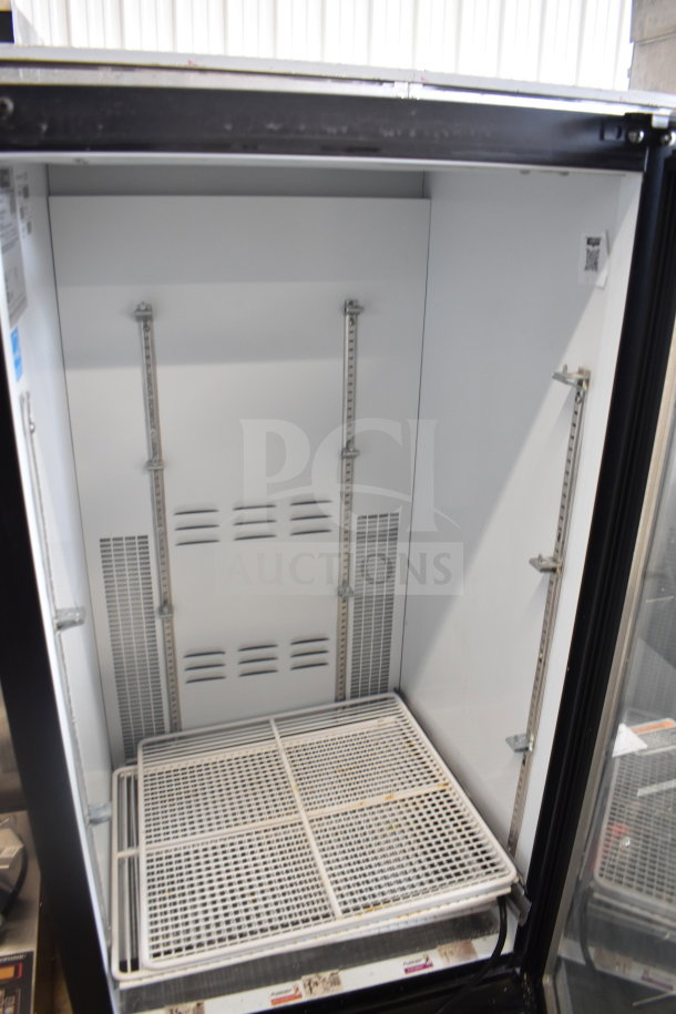 Habco ESM10 commercial single door cooler merchandiser, 115 volts, white interior, shelving visible, good condition.