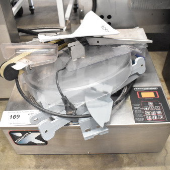 ChocoVision Revolation X3210 Chocolate Tempering Machine, 110 Volts, 1 Phase. Stainless steel, digital controls, used condition.