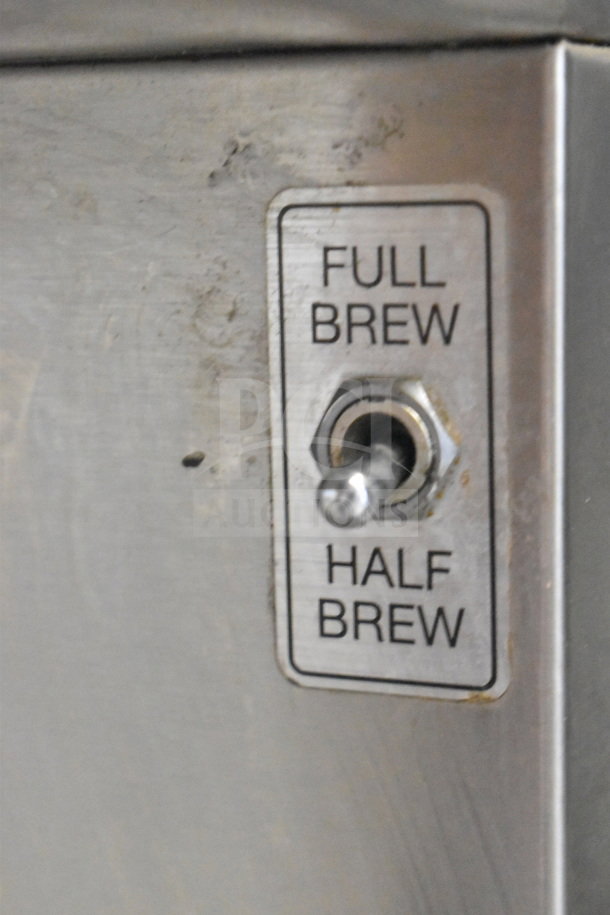 Fetco CBS-32Aap dual coffee machine switch panel, showing "Full Brew" and "Half Brew" options. Slight wear visible.