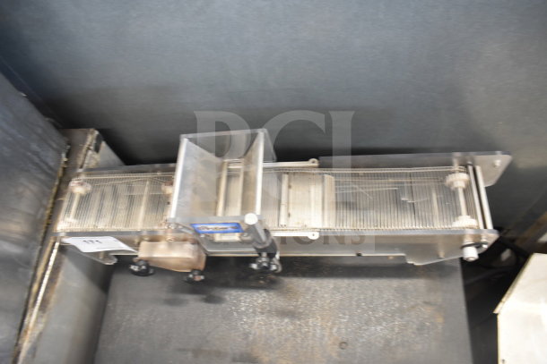 Chocovision Enrober 10 for Revolation Delta Chocolate Temperer, stainless steel, used condition, includes conveyor belt.