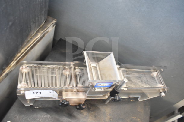 Chocovision Enrober 10 for Revolation Delta Temperer, stainless steel, featuring conveyor belt, slight wear, labeled "171".