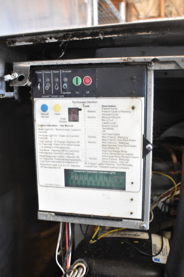Scotsman Prodigy C0530SA-1B ice machine control panel, displays operation codes and indicator lights, 115V, 1 phase.