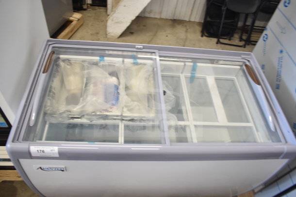 Brand new Avantco 360ADCGEL9 49" gelato dipping cabinet, 9 pan capacity, visible scratch and dent, 115V, 1 Phase.