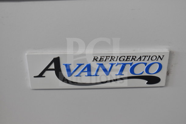 Avantco logo on gelato cabinet model 360ADCGEL9. Cabinet is 49" wide, scratch and dent condition, 115V, 1 phase.