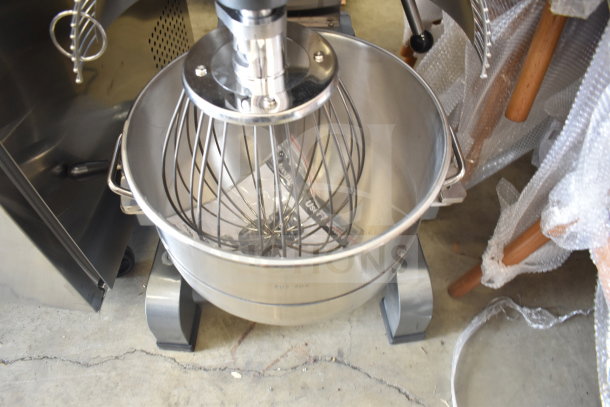 Brand new Avantco MX30H, 30-quart planetary dough mixer with mixing bowl, bowl guard, and whisk attachment. 120V, 1 phase.