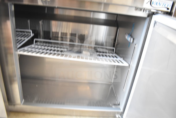 "Brand new 2025 Avantco 178SSWT60FHC 2-door worktop freezer, scratch and dent condition, 115V, 1 phase, commercial use."