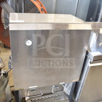 Silver King SKMAJ2/C4 commercial milk dispenser, stainless steel, countertop model, 115 volts, 1 phase, with gauge.