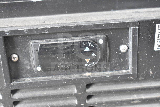 Close-up of a 2019 Habco SE18 cooler control panel. Features adjustment knob with "Colder" and "Warmer" settings.