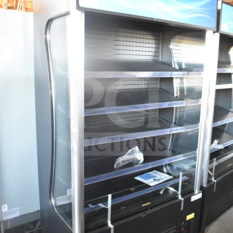 Brand new Avantco 193VAC46B black refrigerated air curtain merchandiser, 45.5", 115V, 1 Phase, customizable shelves.