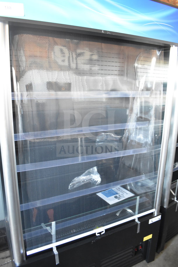 Brand new Avantco 193VAC46B black refrigerated air curtain merchandiser, 45 1/2", 115V, 1 phase, scratch and dent condition.
