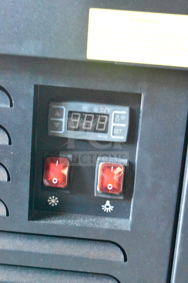 Avantco 193VAC46B air curtain merchandiser control panel, featuring switches and digital display, black finish.