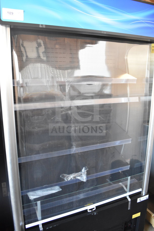 Brand new Avantco 193VAC46B black refrigerated air curtain merchandiser, 45.5", 115 volts, minor scratches and dents.