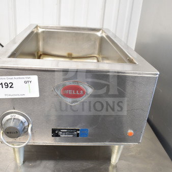 Wells HWSMP Commercial Countertop Food Warmer, stainless steel, 120 volts, 1 phase, excellent condition, visible Wells label.