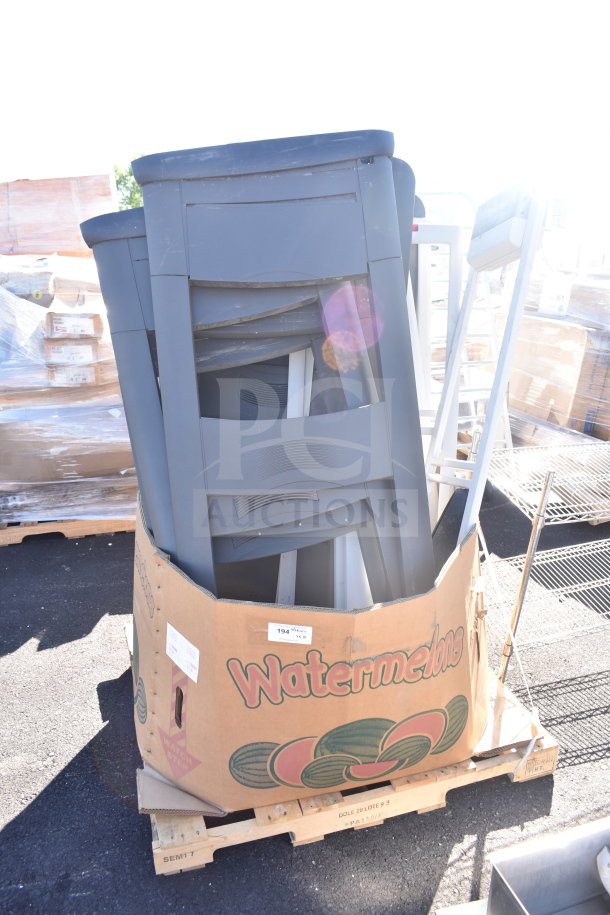 Cardboard box on pallet containing various items, including Sensormatic AMS-113 Split Detector. Box labeled "Watermelons."