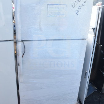 Whirlpool ET1MHKXMQ06 Reach In Cooler with Freezer, 115V, Used, White, Visible labels, "Used Assets."