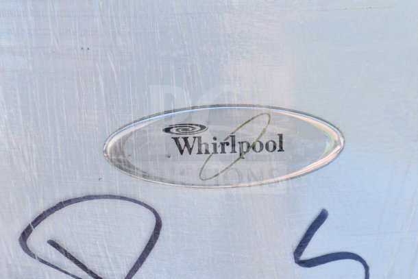 Whirlpool ET1MHKXMQ06 reach-in cooler with freezer, 115 volts, features Whirlpool logo.