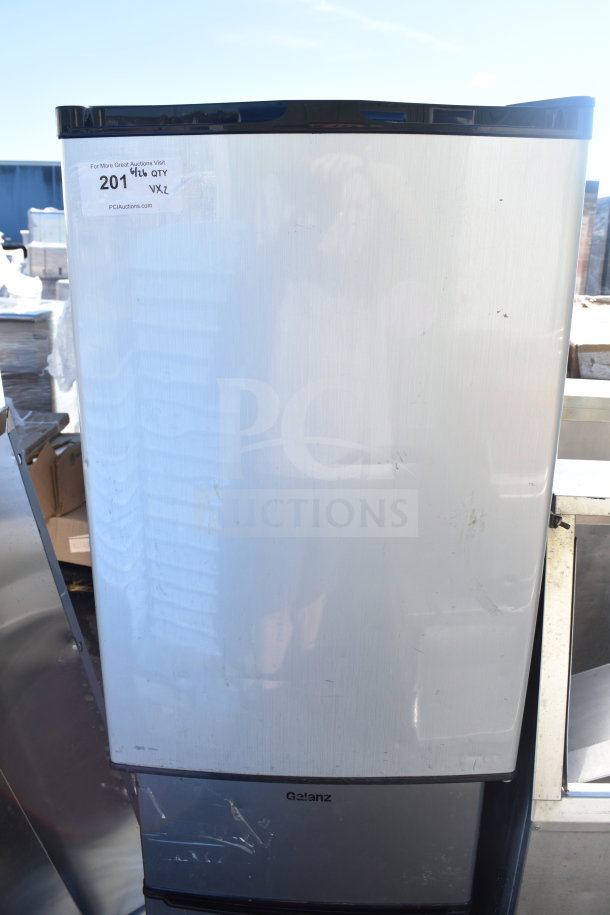 Galanz mini cooler, 120 volts, single phase, visible exterior wear. Auction includes two units; label shows auction info.