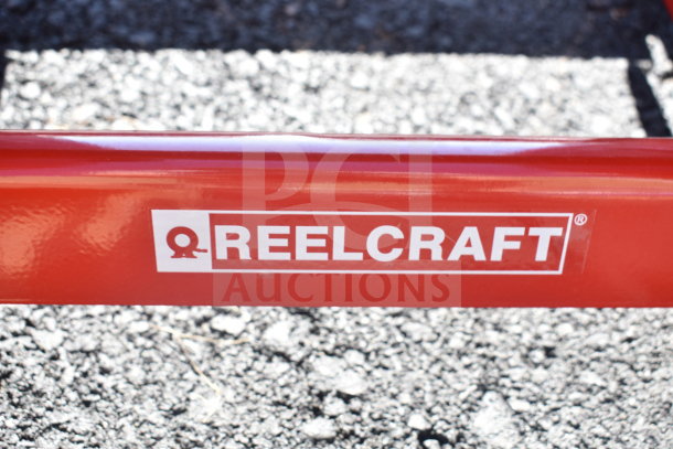 Reelcraft CA33112L hose reel, premium-duty, for 3/4" x 100' hoses, branded, red, ideal for industrial use, scratch and dent.